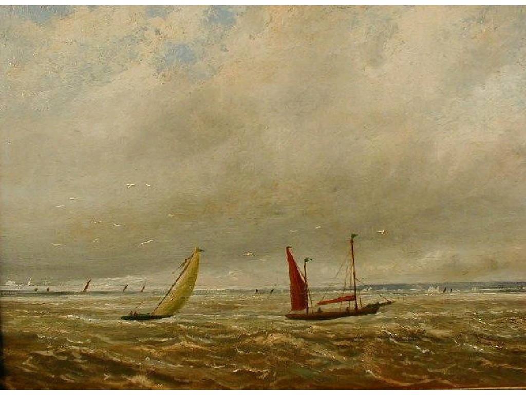 Appraisal: A Woodbridge Oil painting seascape with sailing boats in a