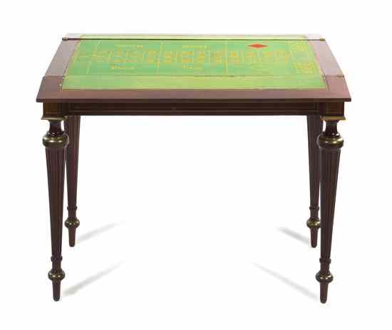 Appraisal: A Continental Mahogany and Brass Inlaid Games Table the rectangular