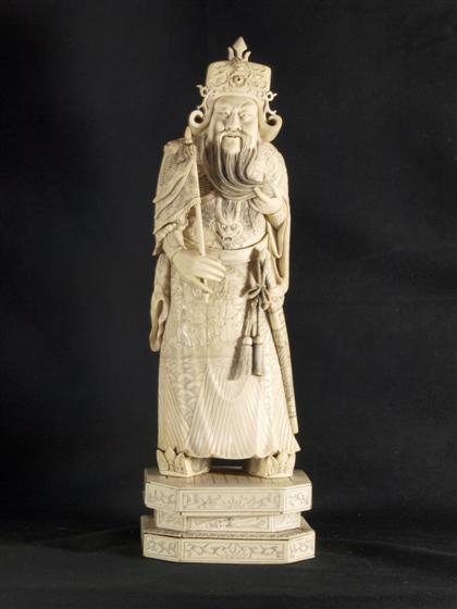 Appraisal: Good Chinese elephant ivory guardian figureH in