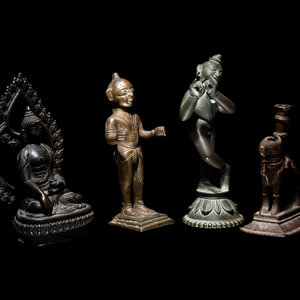 Appraisal: Four Asian Bronze Figures comprising three Indian figures the first