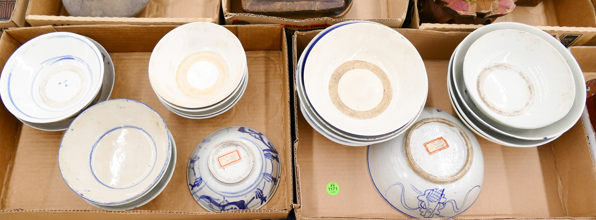 Appraisal: Boxes Chinese Kitchen Qing Bowls- pc- '' to ''