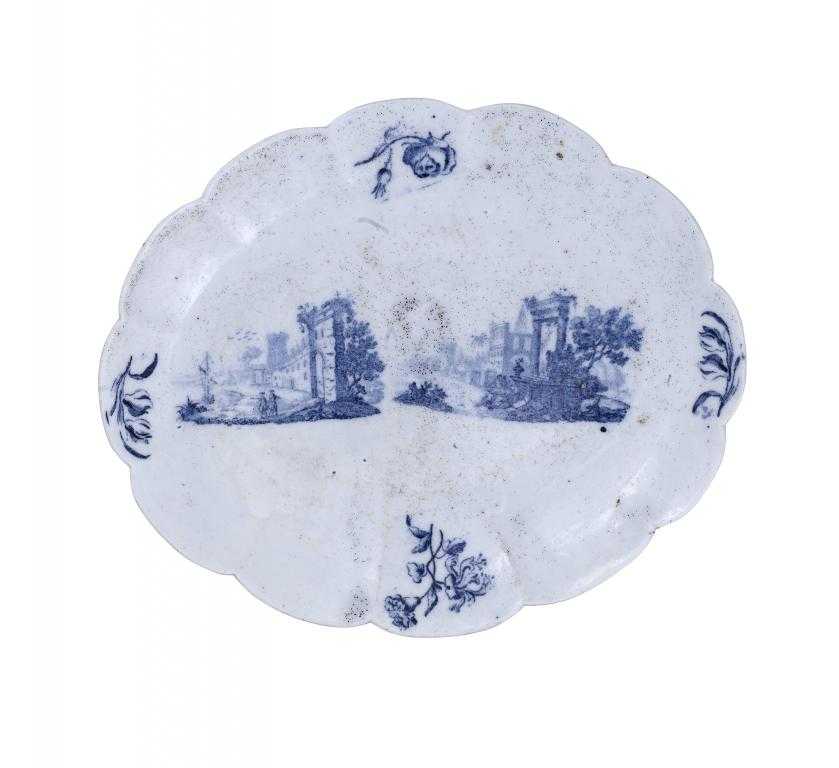 Appraisal: AN OVAL DISH DERBY OR COCKPIT HILL transfer printed with