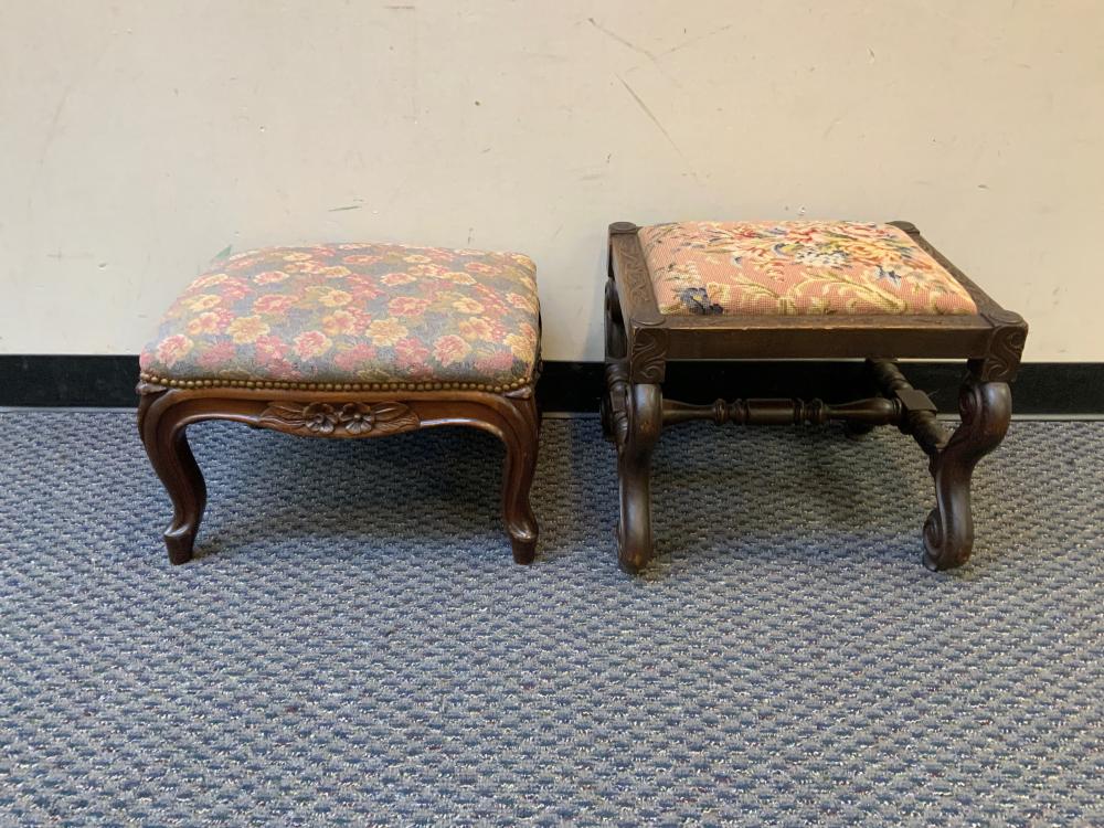 Appraisal: LOUIS XIV STYLE OAK AND UPHOLSTERED FOOTSTOOL AND A LOUIS