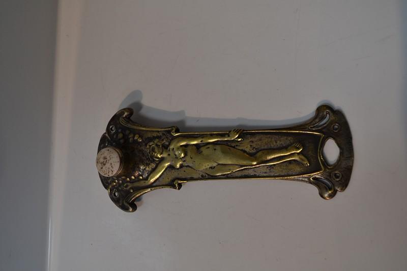 Appraisal: ART NOUVEAU BRASS DOOR BELL WITH NUDE SCENE