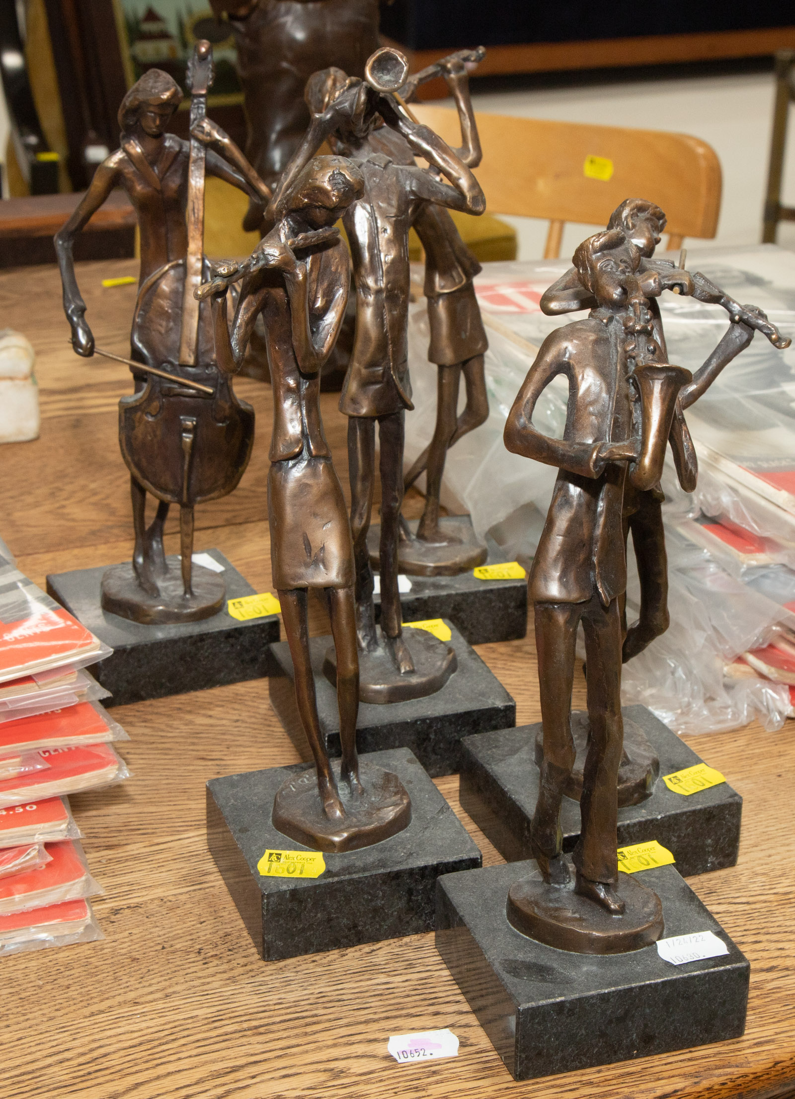 Appraisal: SIX MODERN BRONZE MUSICIANS