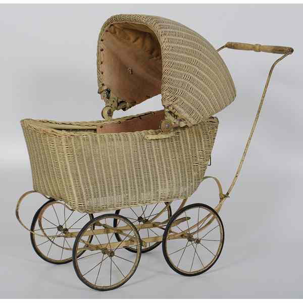 Appraisal: Wicker Doll Stroller th Century American A doll stroller with