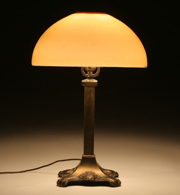 Appraisal: Handel table lamp domical chipped glass shade in amber the