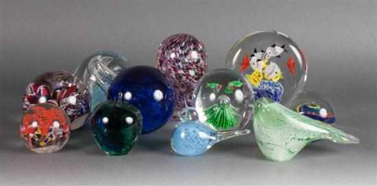 Appraisal: Eleven assorted art glass paperweights Estimate - No condition report