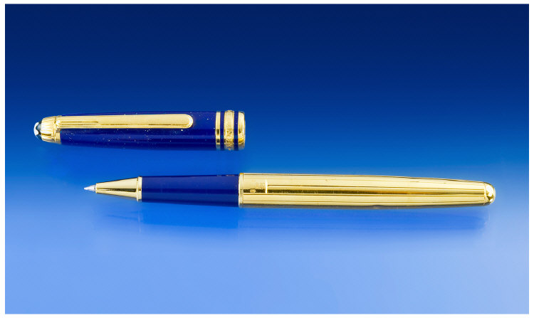 Appraisal: Montblanc Meisterstuck Rameses Rollerball Marked vermeil with lapis capped roller