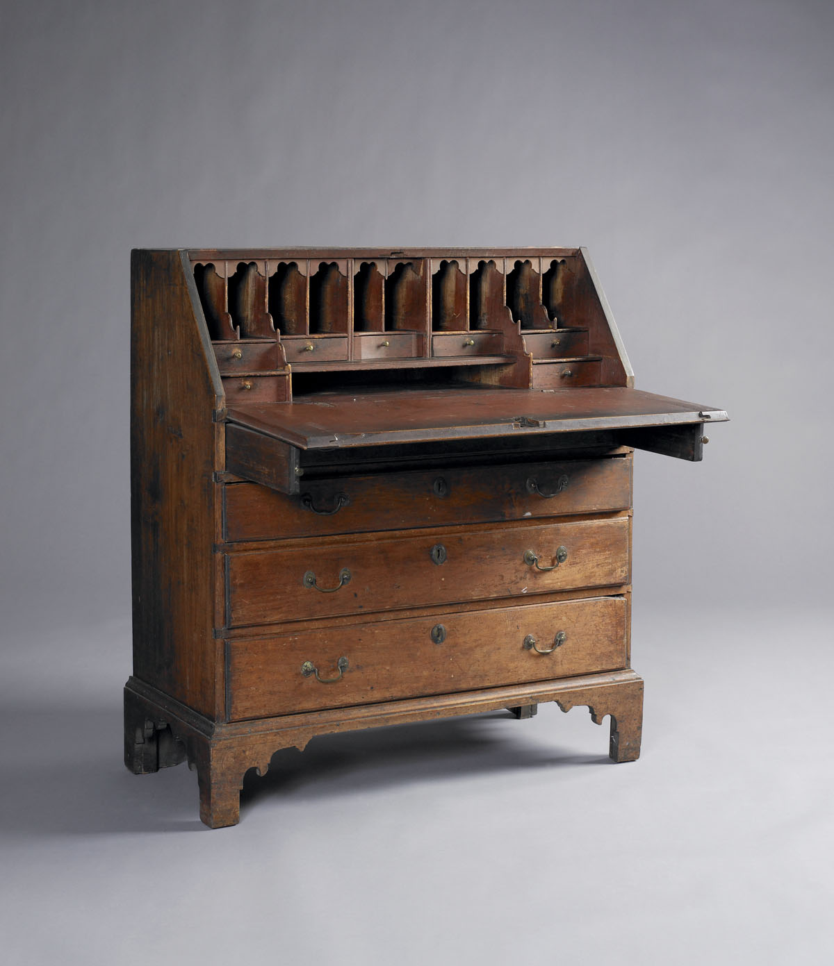 Appraisal: NEW ENGLAND CHIPPENDALE MAPLE SLANT-LID DESK WITH OLD SURFACE The