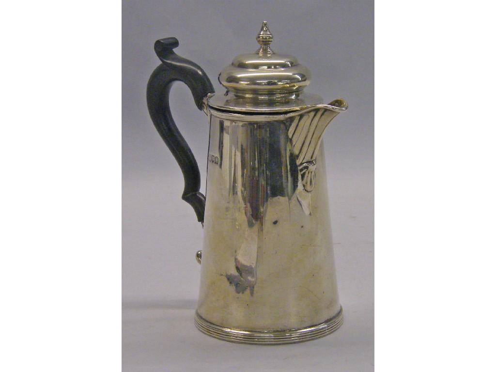 Appraisal: Small George V silver hot water jug of plain tapered