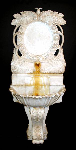 Appraisal: A Carrara carved marble three-piece fountain height ft in with