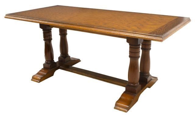 Appraisal: French pine trestle table th c having rectangular top above