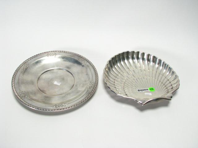 Appraisal: Two sterling silver serving plates including Gorham shell motif ''