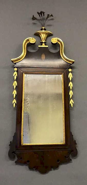 Appraisal: Chippendale Style Mahogany Mirror Chippendale style mahogany mirror circa h