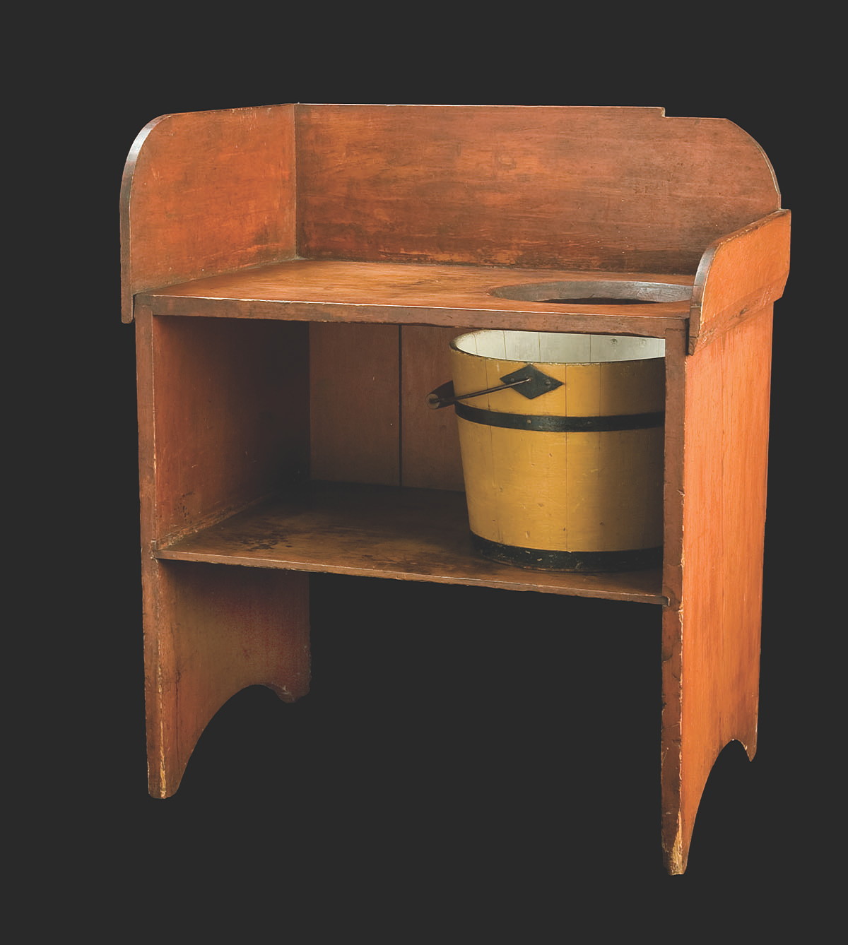 Appraisal: SHAKER PAIL Pine with birch handle iron bands and bail