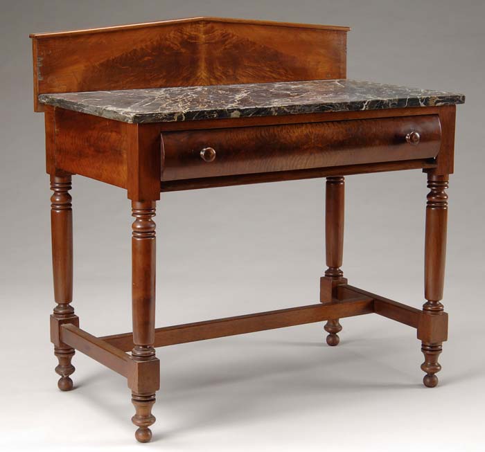 Appraisal: MAHOGANY ONE DRAWER MARBLE TOP WASH STAND Circa - Black