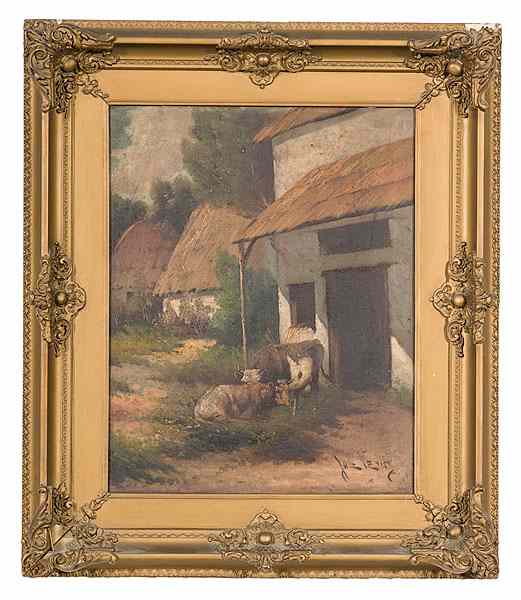 Appraisal: Joe Verny Continental th th century Livestock Scene Oil on