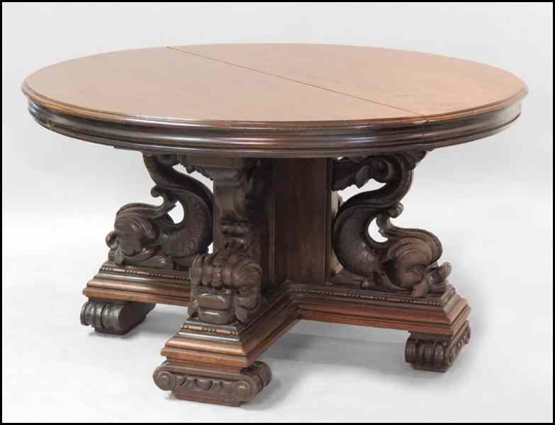 Appraisal: LATE TH CENTURY CARVED WALNUT DINING TABLE Raised on a