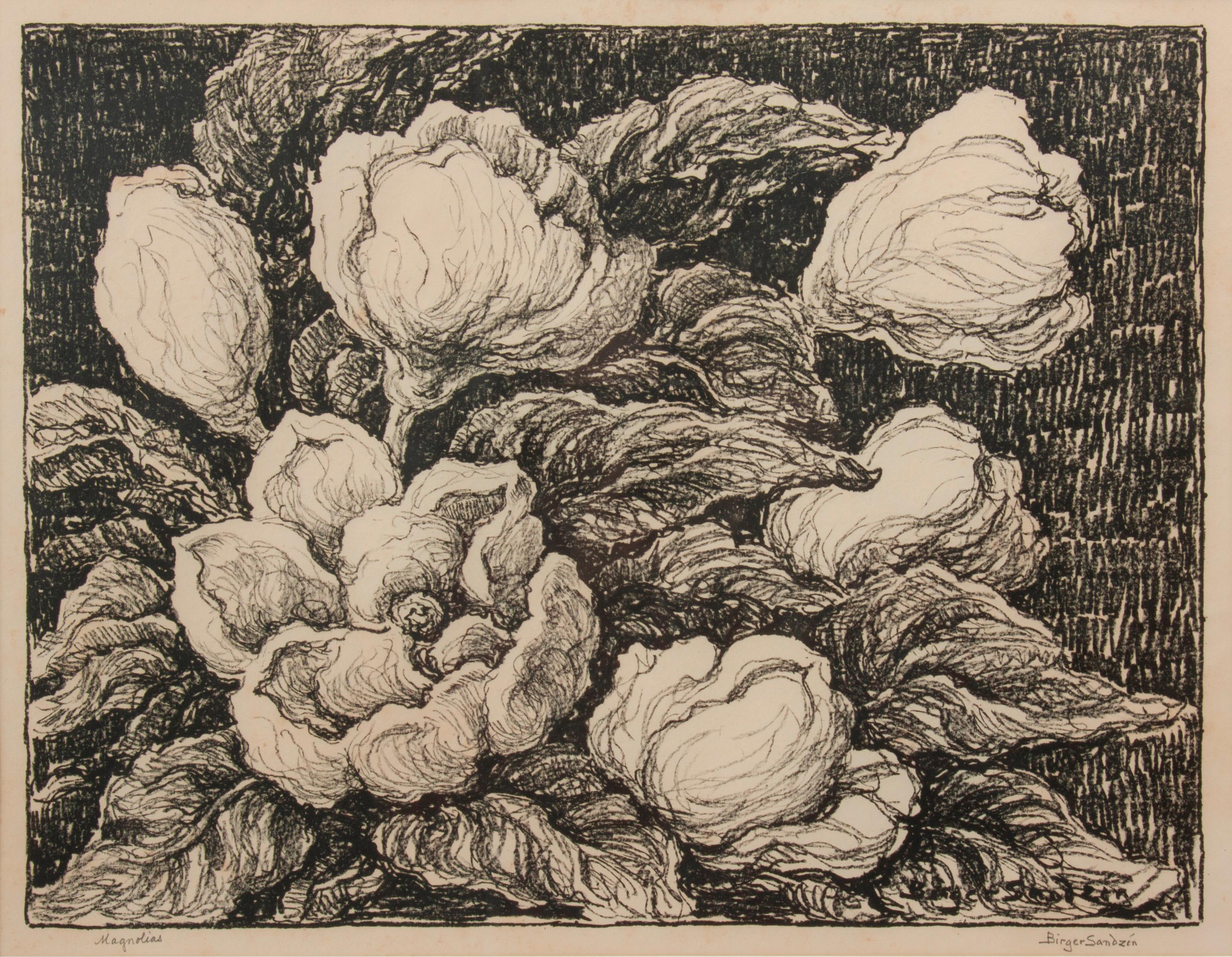 Appraisal: BIRGER SANDZEN 'MAGNOLIAS' PENCIL-SIGNED LITHOGRAPH Birger Sandzen Swedish-American - Magnolias