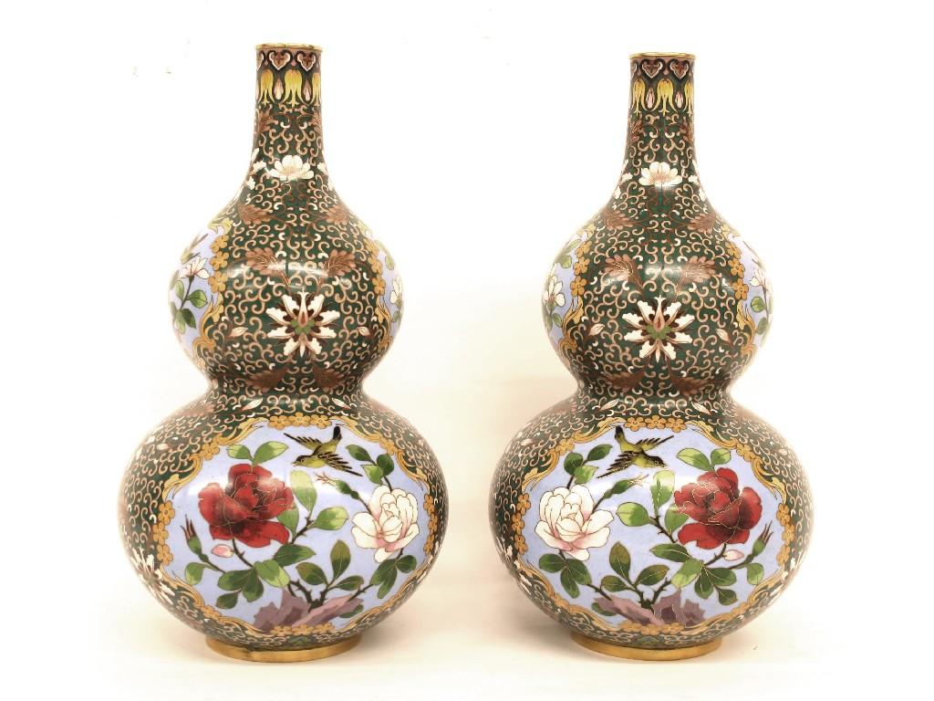 Appraisal: Pair of mid th century decorative double gourd cloisonne vases