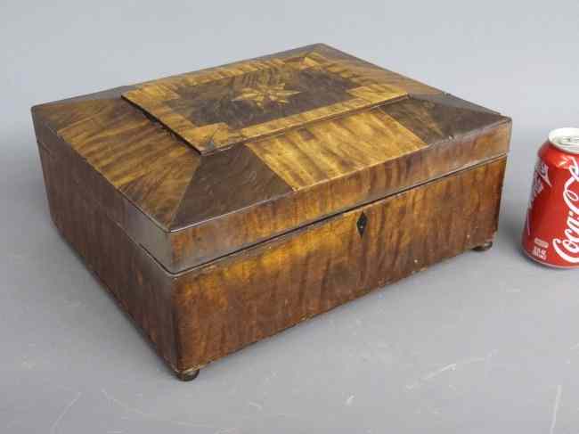 Appraisal: th c mixed wood document box with star inlay on