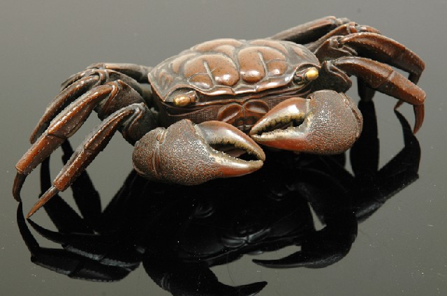 Appraisal: A JAPANESE BRONZE ARTICULATED MODEL OF A CRAB Meiji Period