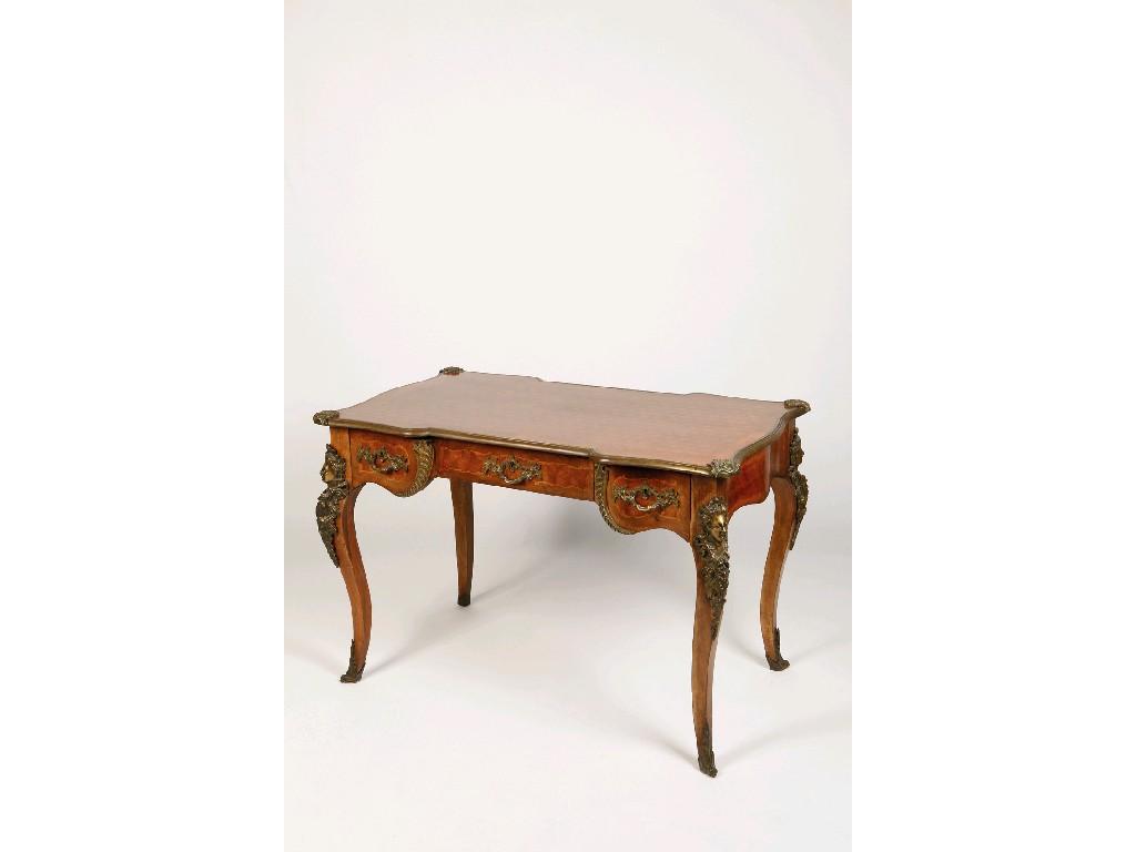 Appraisal: A LOUIS XV STYLE KINGWOOD AND ORMOLU WRITING TABLE the