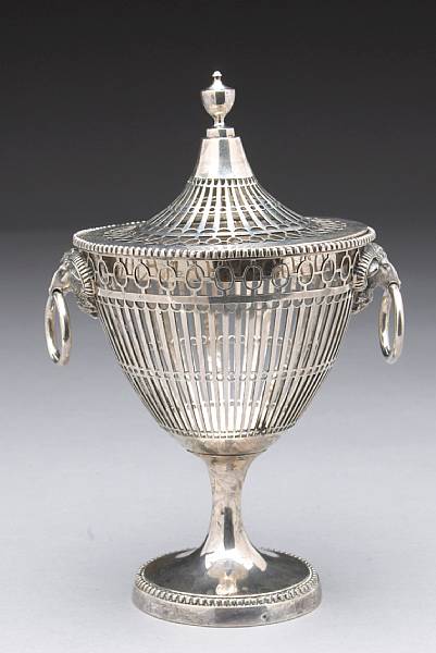 Appraisal: A Dutch export standard silver urn frame with coverDated with