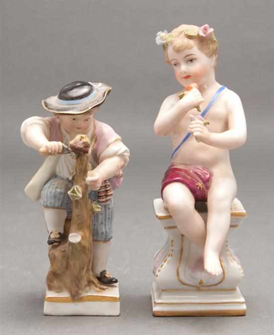 Appraisal: Carl Thieme porcelain figure of a seated putti together with