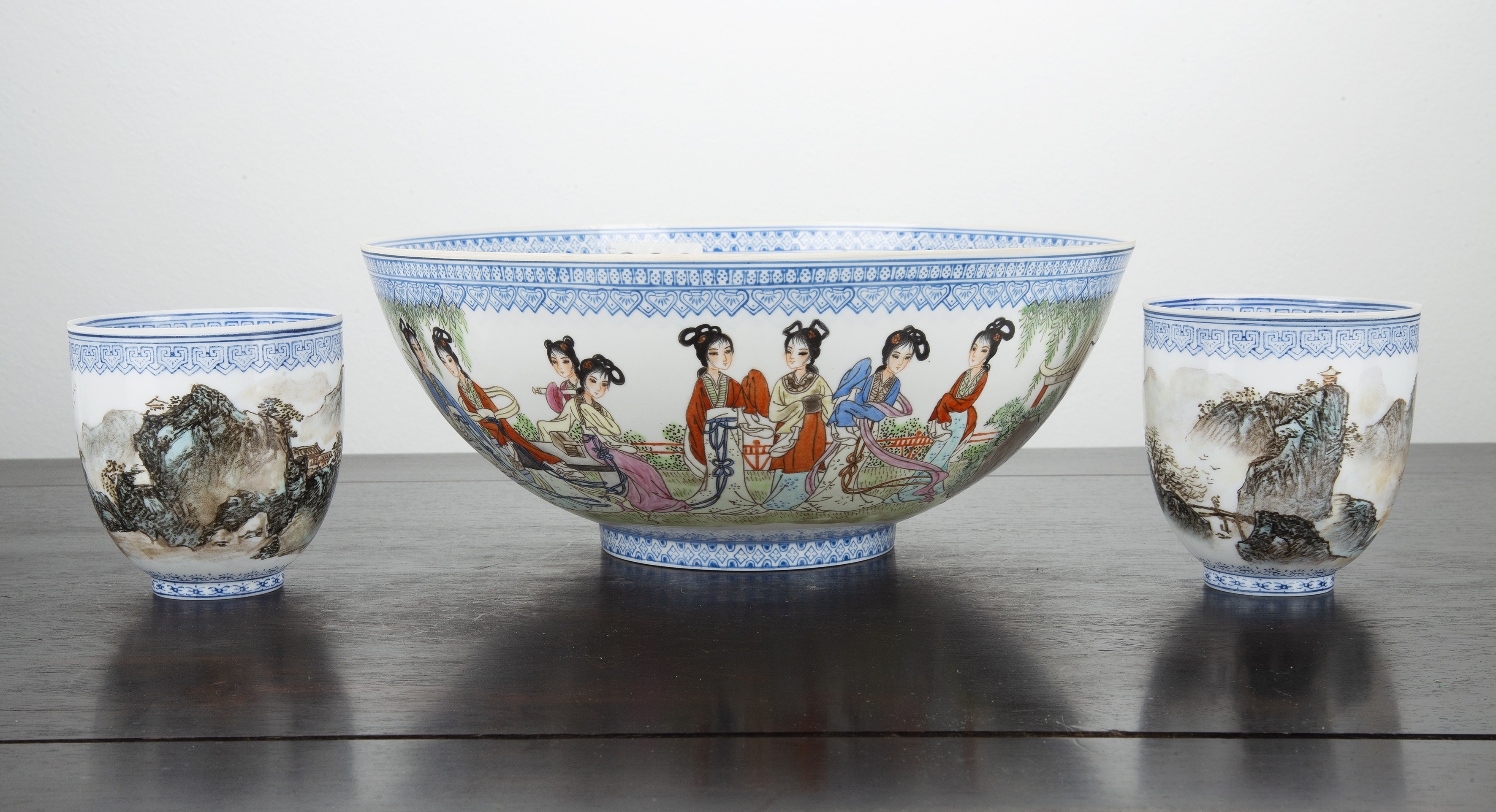 Appraisal: Eggshell porcelain bowlChinese Republic period painted with figures in a