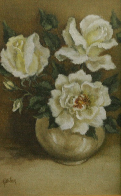 Appraisal: Pat Betar White Flowers oil on board x cm