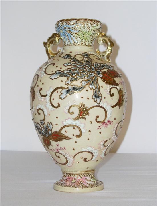 Appraisal: Satsuma earthenware vase Japanese probably Meji period polychrome and gilt