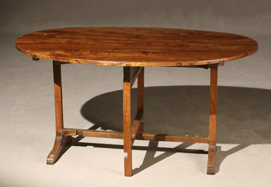 Appraisal: Continental Neoclassical Style Applewood Drop-Leaf Trestle Table Probably French th-