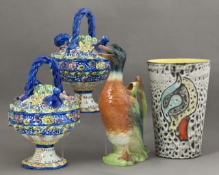 Appraisal: Group of Four Pieces of French Majolica th c consisting