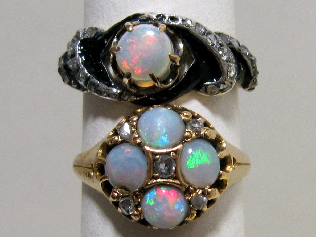 Appraisal: Lot comprising Victorian ct gold opal and diamond set dress