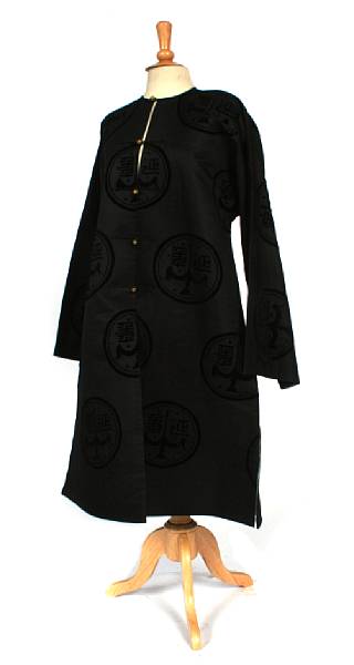 Appraisal: A ladies black cut velvet silk jacket faded length ft