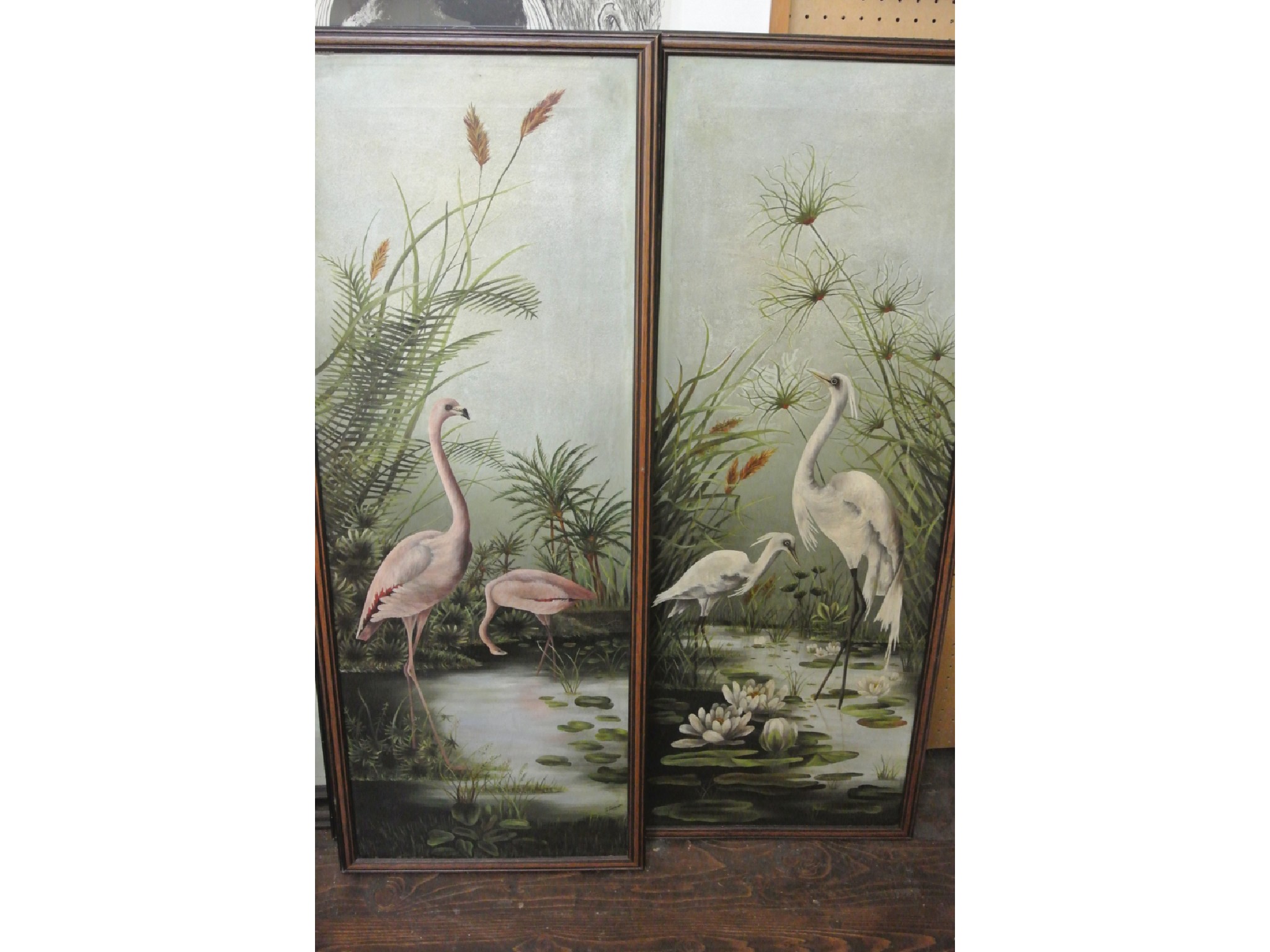 Appraisal: A pair of decorative late th century oil paintings on