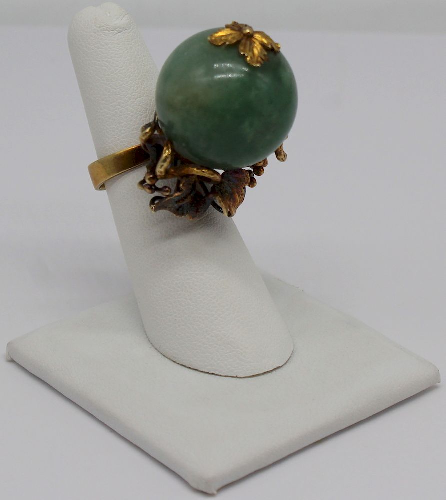 Appraisal: JEWELRY Jade and kt Gold Cocktail Ring kt yellow gold