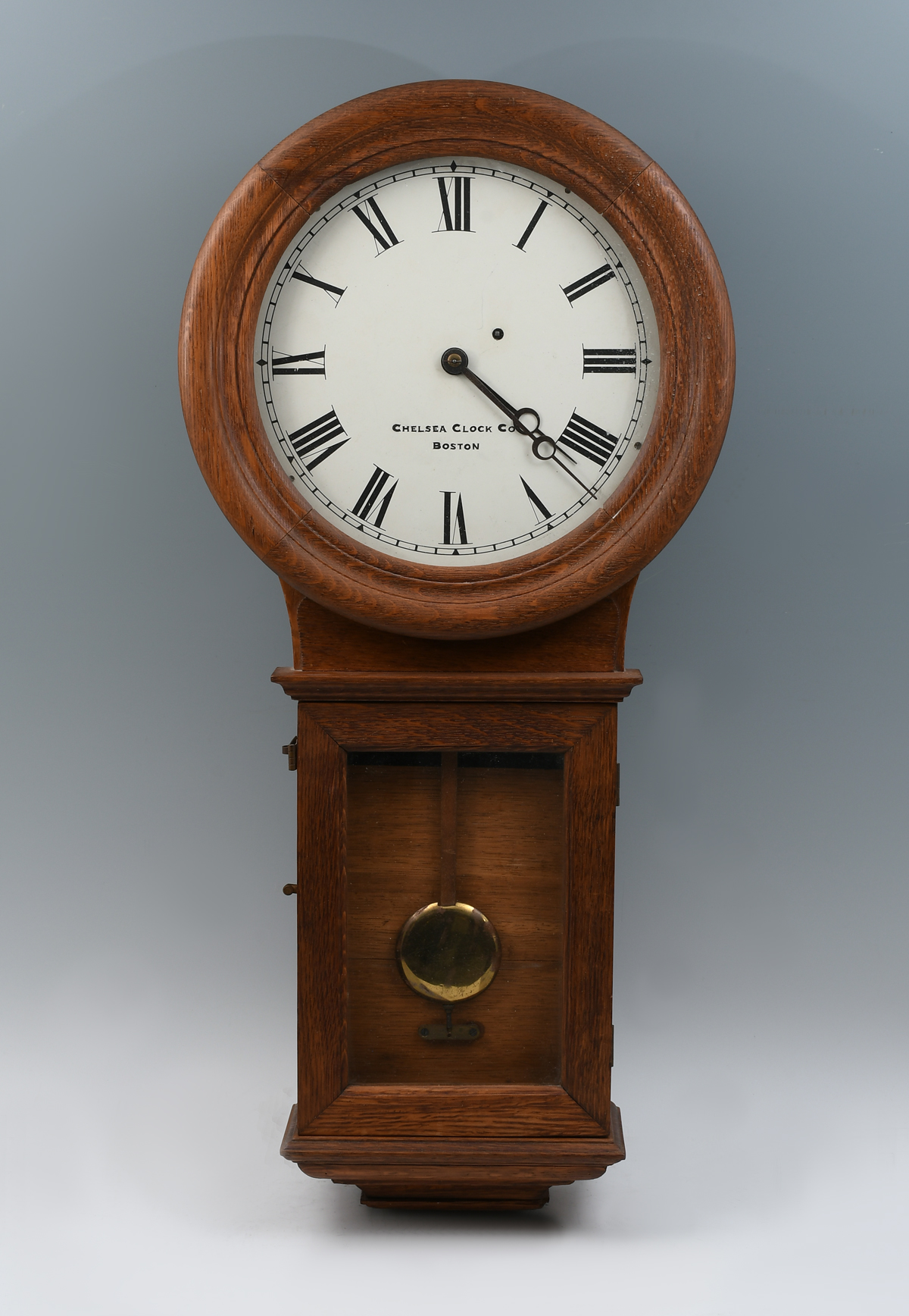 Appraisal: CHELSEA CLOCK CO WALL OAK CLOCK Serial Circa School house