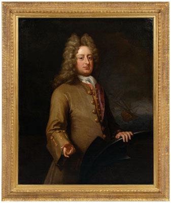 Appraisal: Portrait attributed to Michael Dahl three-quarter length of an admiral