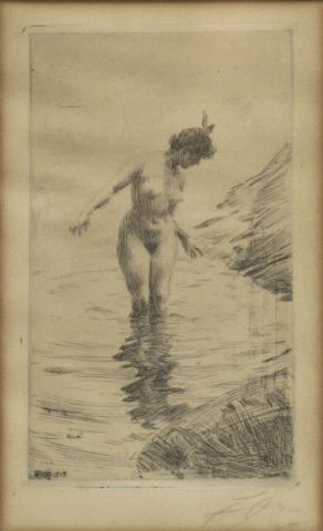 Appraisal: ZORN Anders Etching Circles in the Water Pencil signed lower