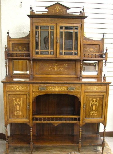 Appraisal: VICTORIAN MARQUETRY INLAID ROSEWOOD SIDEBOARD English late th century in