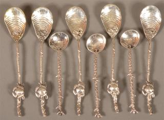 Appraisal: Eight Gorham Sterling Silver Shell Bowl Spoons Five larger spoons