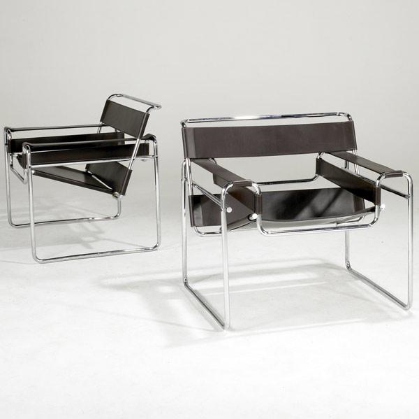 Appraisal: MARCEL BREUER FOR KNOLL Pair of Wassily chairs in chromed