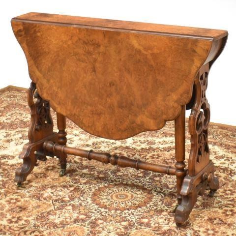 Appraisal: English burl walnut Sunderland table th c having shaped top