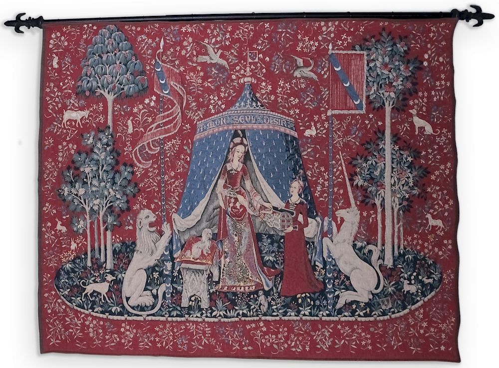 Appraisal: Point de L'Halluin Lady Unicorn French Tapestry Vintage French woven