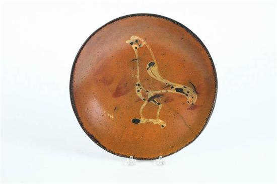 Appraisal: REDWARE PIE PLATE American th century Coggled rim with yellow