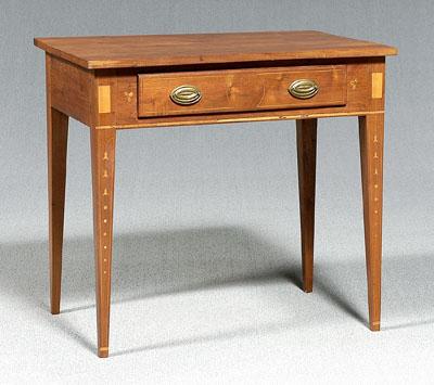 Appraisal: Southern inlaid walnut writing table one drawer yellow pine secondary