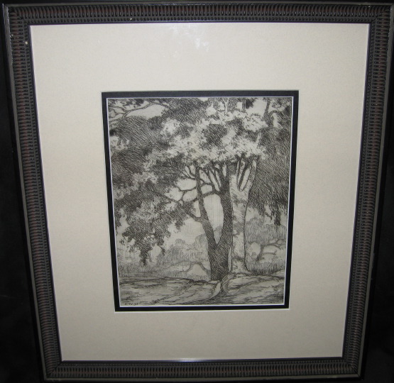 Appraisal: Ellsworth Woodward American New Orleans - Trees etching sight x